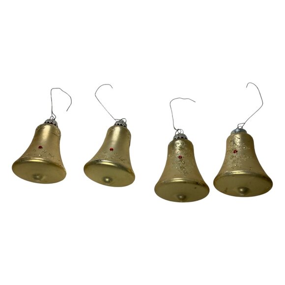 Mercury Glass Christmas Ornaments Vintage Gold Bells Set of 4 Made in Germany - Picture 7 of 16